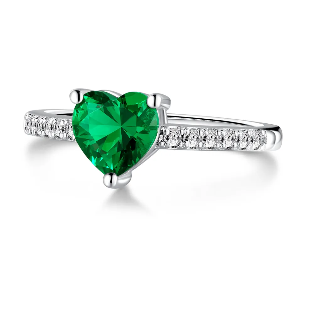 1 CT. Classic Heart-Shaped Emerald Ring sold by MSBLUE Jewelry product image thumbnail 4