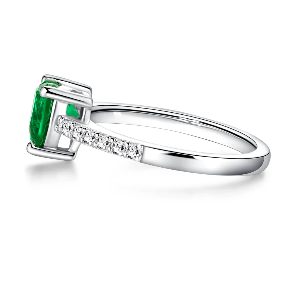 1 CT. Classic Heart-Shaped Emerald Ring sold by MSBLUE Jewelry product image thumbnail 5