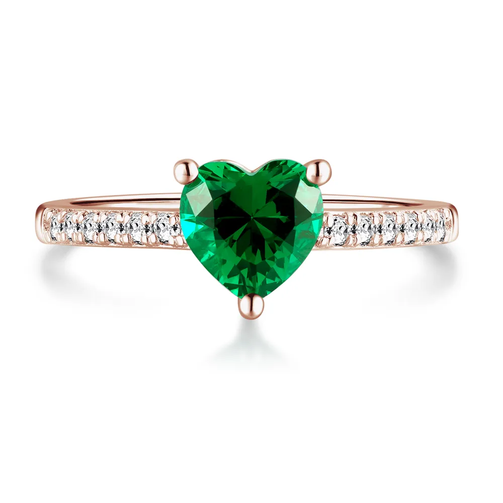 1 CT. Classic Heart-Shaped Emerald Ring sold by MSBLUE Jewelry product image thumbnail 3