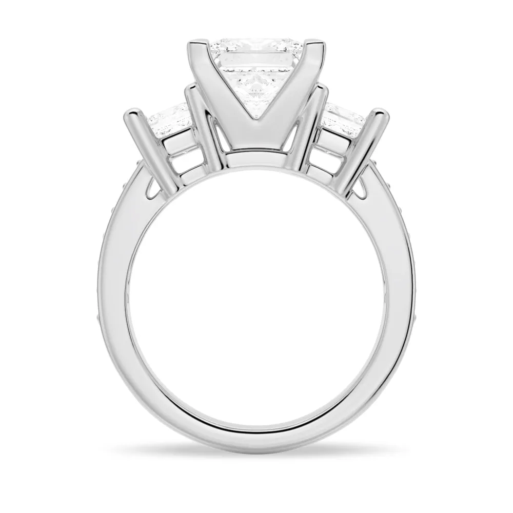 Princess Shaped Three Stone Moissanite Engagement Ring sold by MSBLUE Jewelry product image thumbnail 5