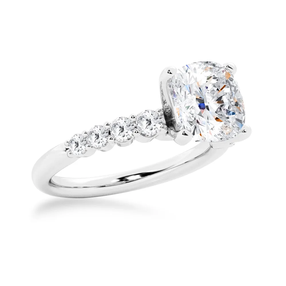 Classic Shared Prong Cushion Cut Moissanite Engagement Ring sold by MSBLUE Jewelry product image thumbnail 4