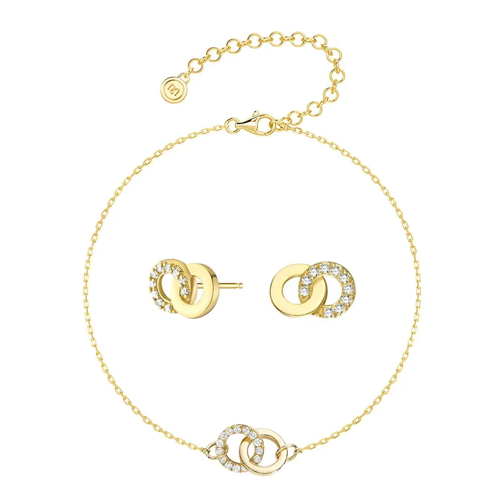 Interlocking Dual Hoop Earrings And Bracelet Set sold by MSBLUE Jewelry