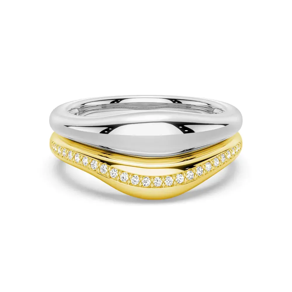 Two-Tone Diamond Hoop with Full Pavé And Band Set sold by MSBLUE Jewelry product image thumbnail 3