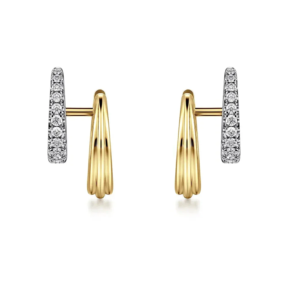 Two-Tone Diamond Hoop with Full Pavé And Band Set sold by MSBLUE Jewelry product image thumbnail 5