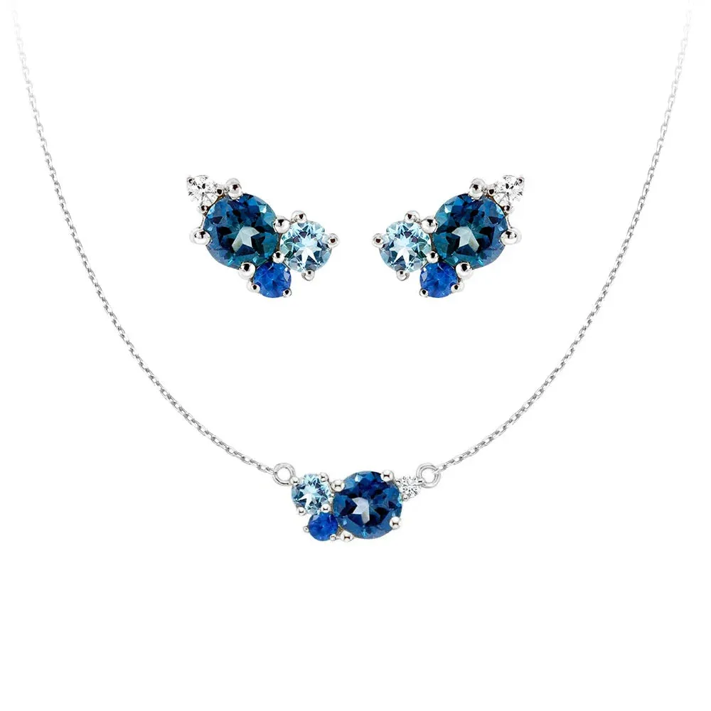 Ocean Breeze Cluster Necklace And Earrings Set sold by MSBLUE Jewelry