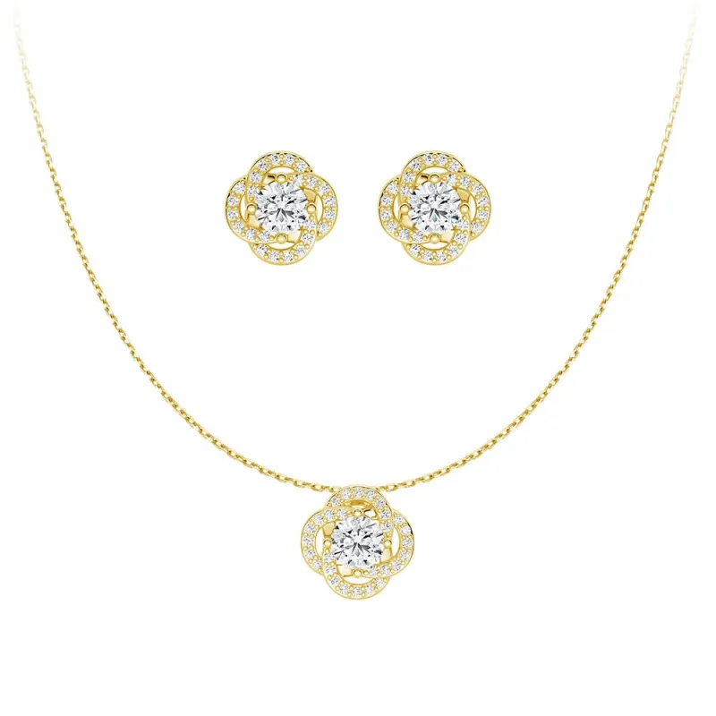 Radiating Sunburst Moissanite Necklace And Stud Earrings Set sold by MSBLUE Jewelry