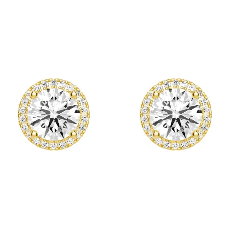 🎁 2.2 ctw Round Moissanite Pavé Halo Stud Earrings (100% off) sold by MSBLUE Jewelry