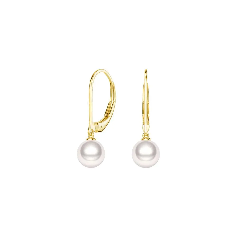 🎁 8mm Freshwater Cultured Pearl Leverback Earrings (100% off) sold by MSBLUE Jewelry