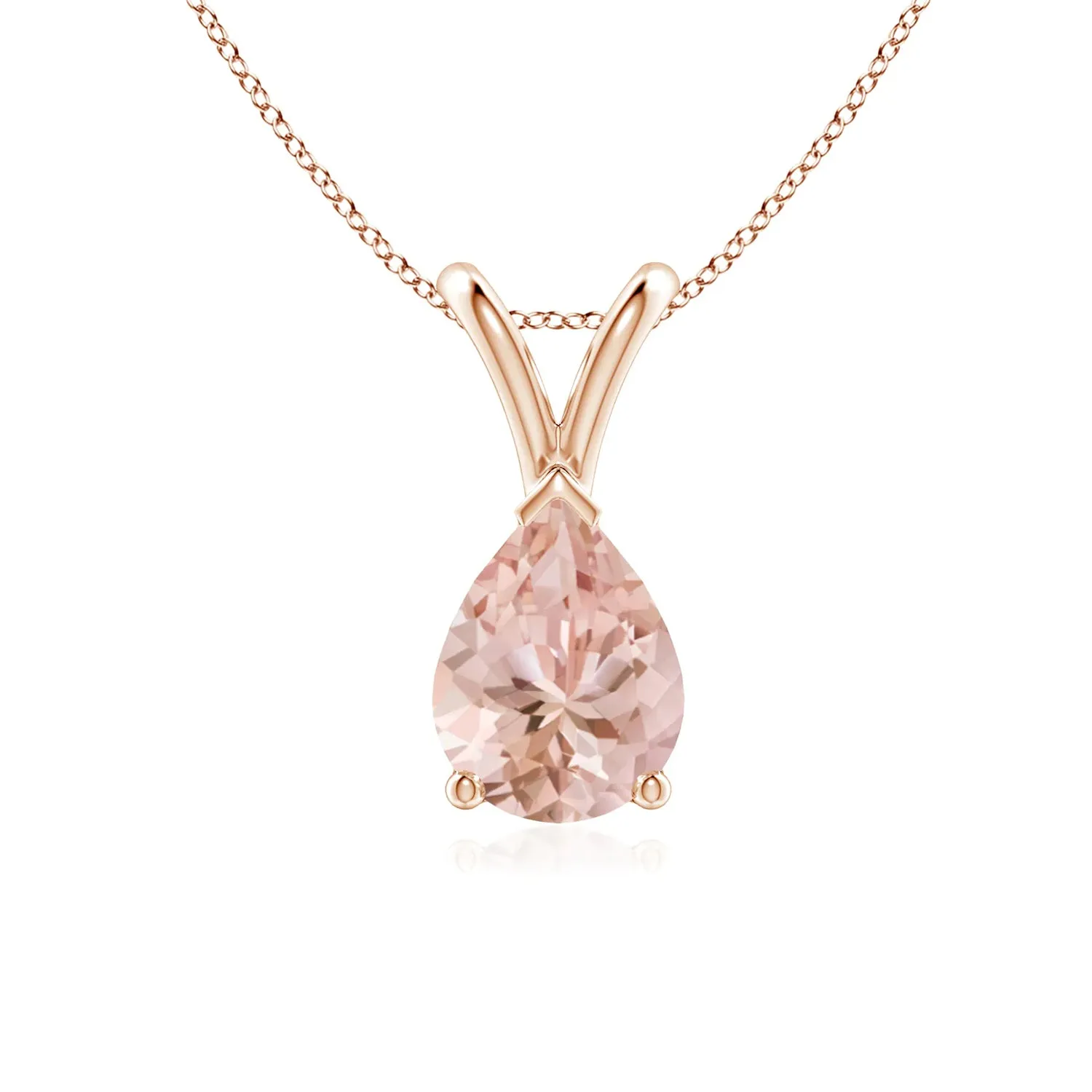 1 CT. Pear Shape Morganite Solitaire V-Bale Pendant sold by MSBLUE Jewelry