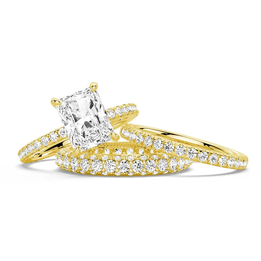Solitaire Radiant Cut Moissanite Ring Set with Matching Stacking Band sold by MSBLUE Jewelry product image thumbnail 3