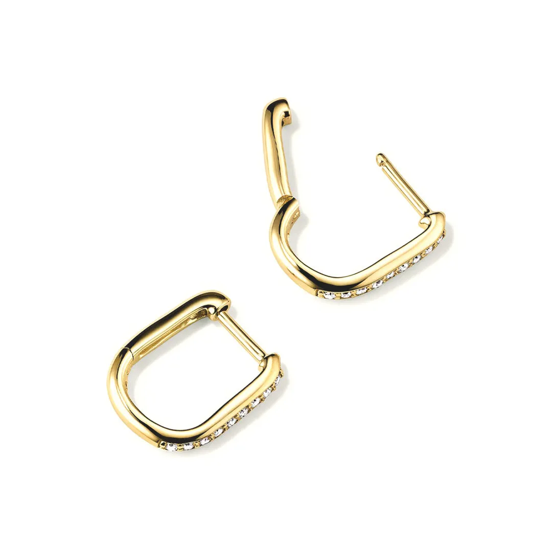 U-Shape Moissanite Paved Huggie Hoop Earrings sold by MSBLUE Jewelry product image thumbnail 4