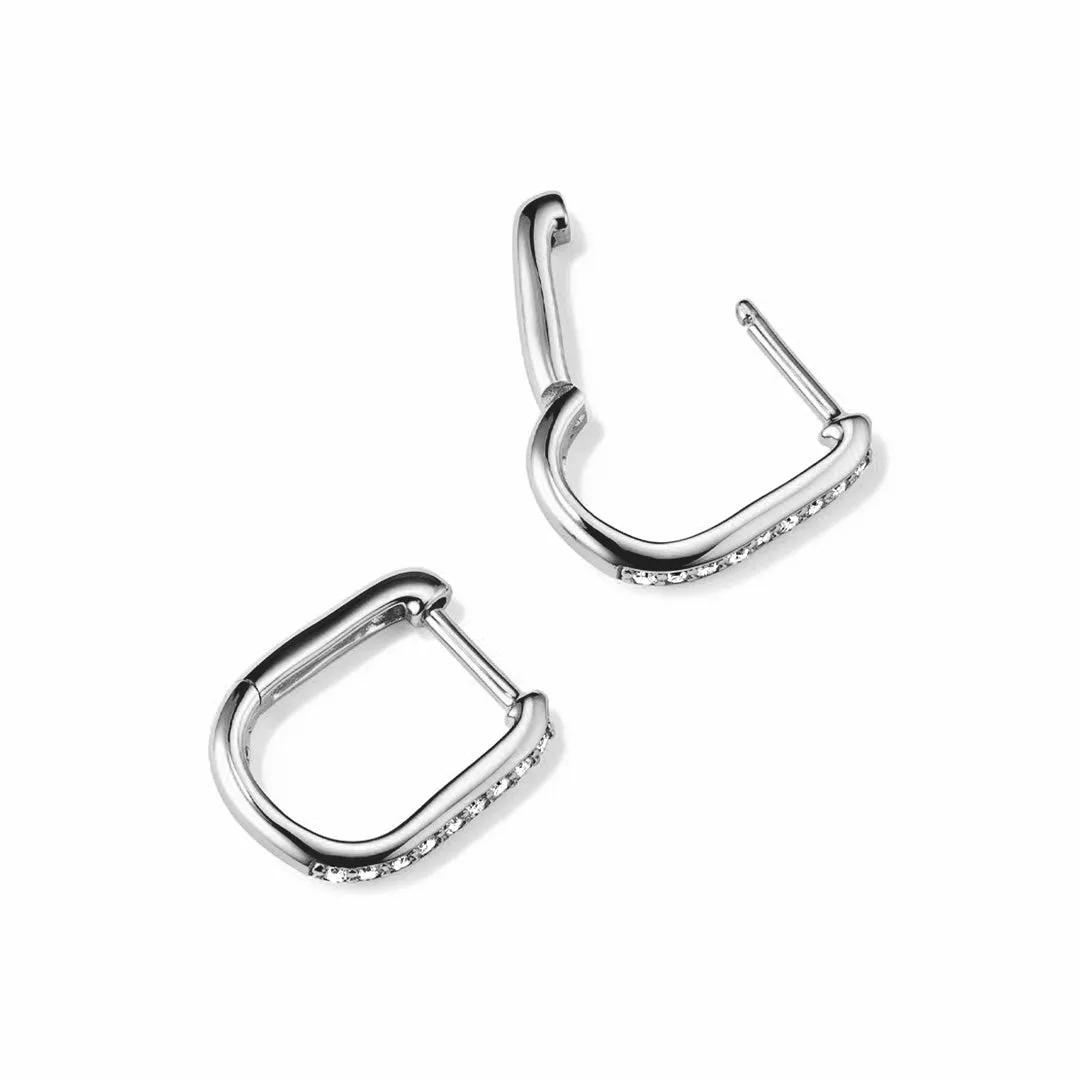 U-Shape Moissanite Paved Huggie Hoop Earrings sold by MSBLUE Jewelry product image thumbnail 3