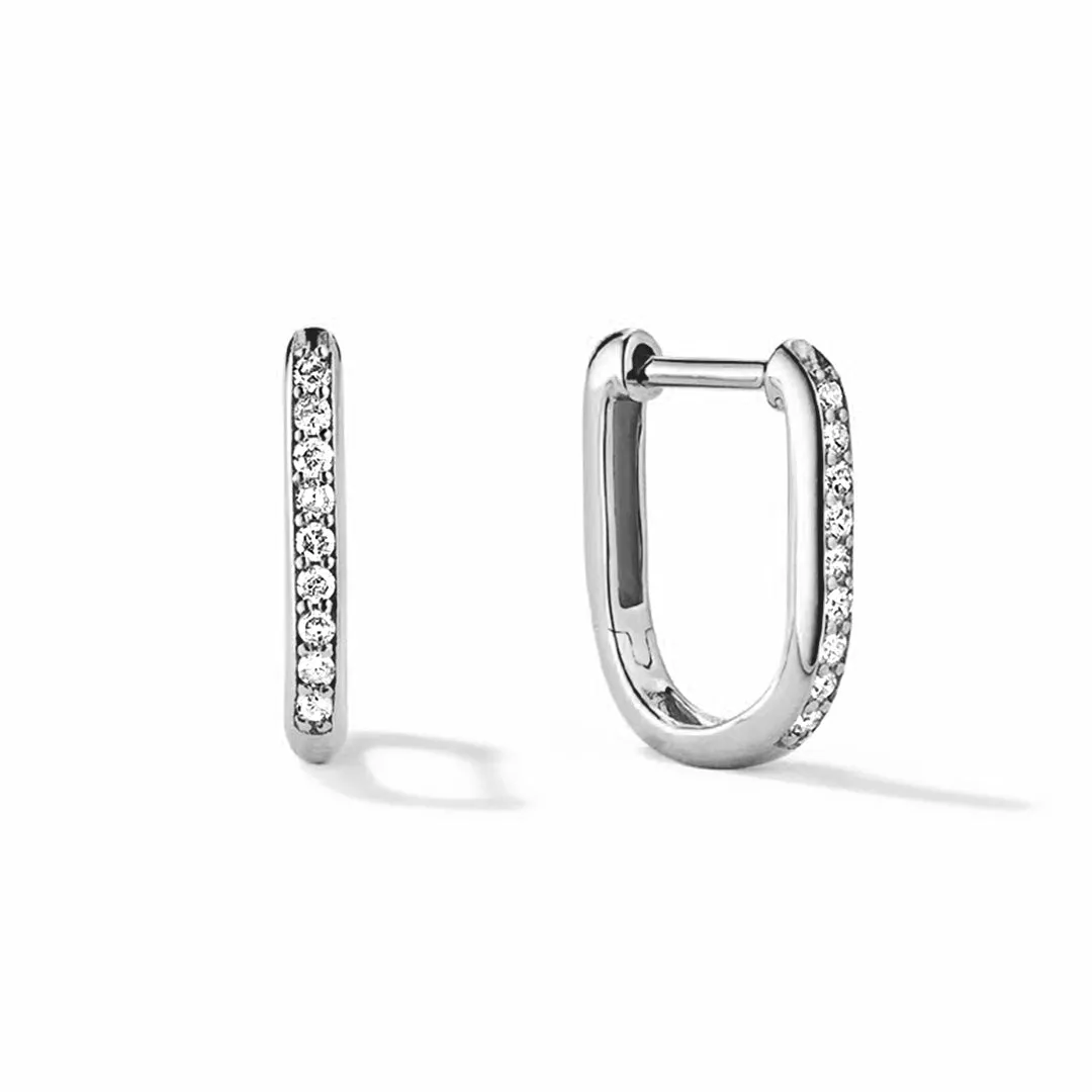 U-Shape Moissanite Paved Huggie Hoop Earrings sold by MSBLUE Jewelry product image thumbnail 2