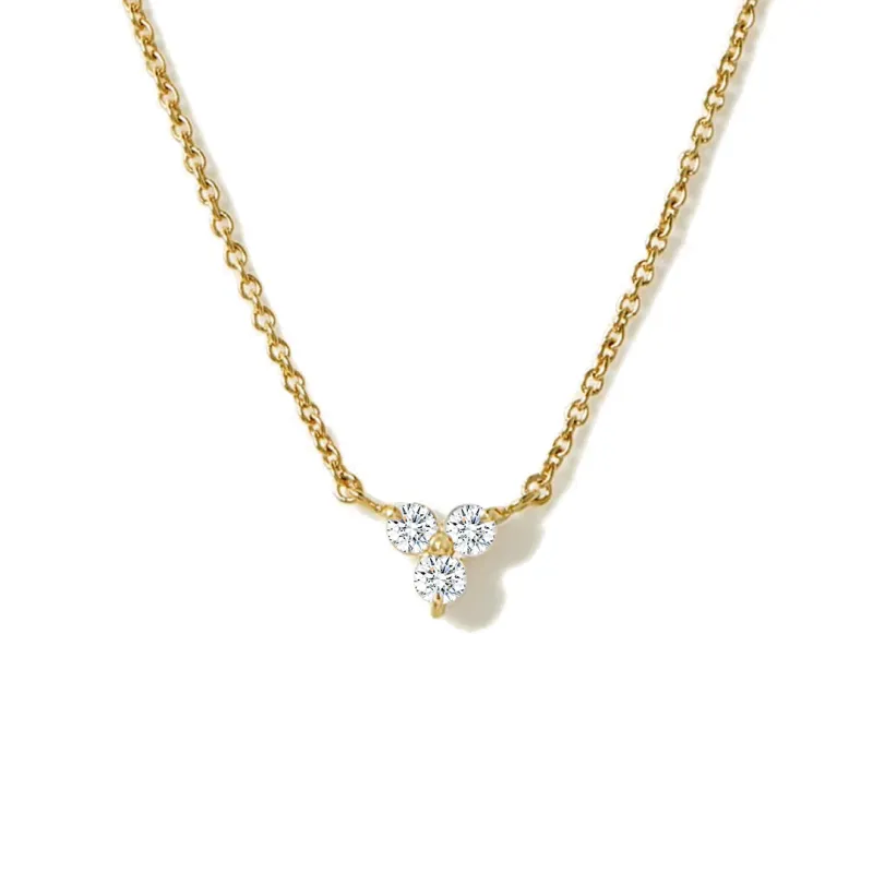 Three Stone Moissanite Pendant Necklace made by MSBLUE Jewelry
