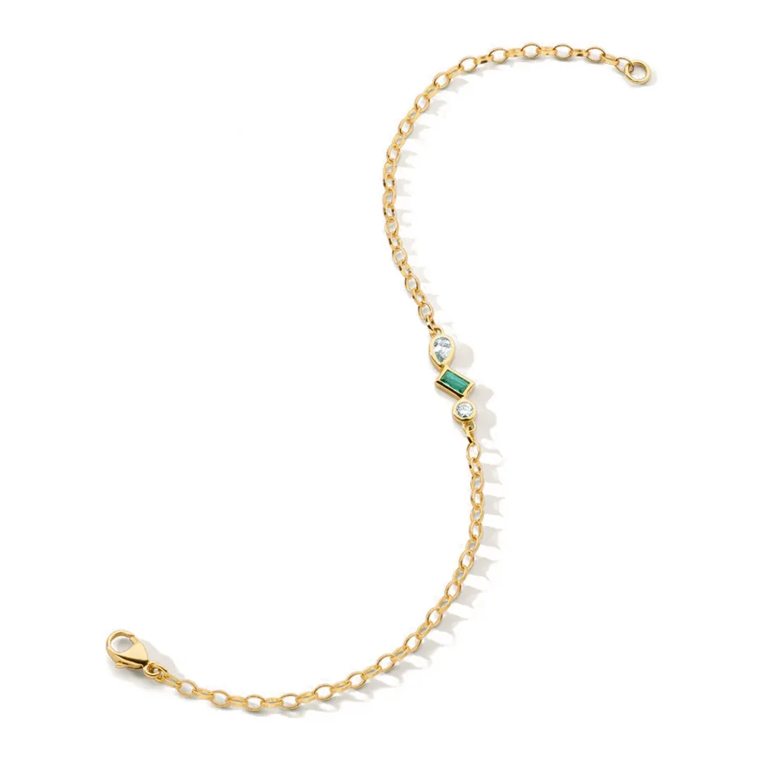 Emerald and Lab Grown Diamond Accented Chain Bracelet sold by MSBLUE Jewelry