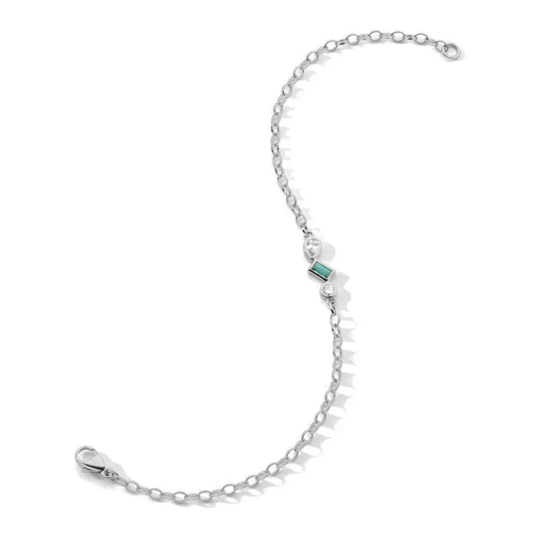 Emerald and Lab Grown Diamond Accented Chain Bracelet sold by MSBLUE Jewelry product image thumbnail 2