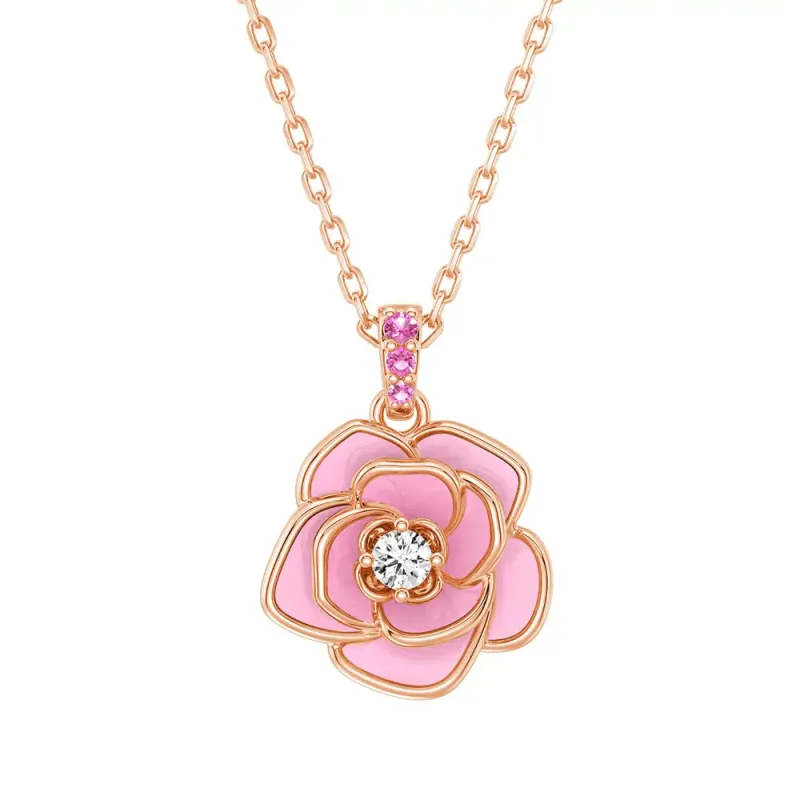 “Blossom of Compassion” Breast Cancer Awareness Pendant Necklace sold by MSBLUE Jewelry