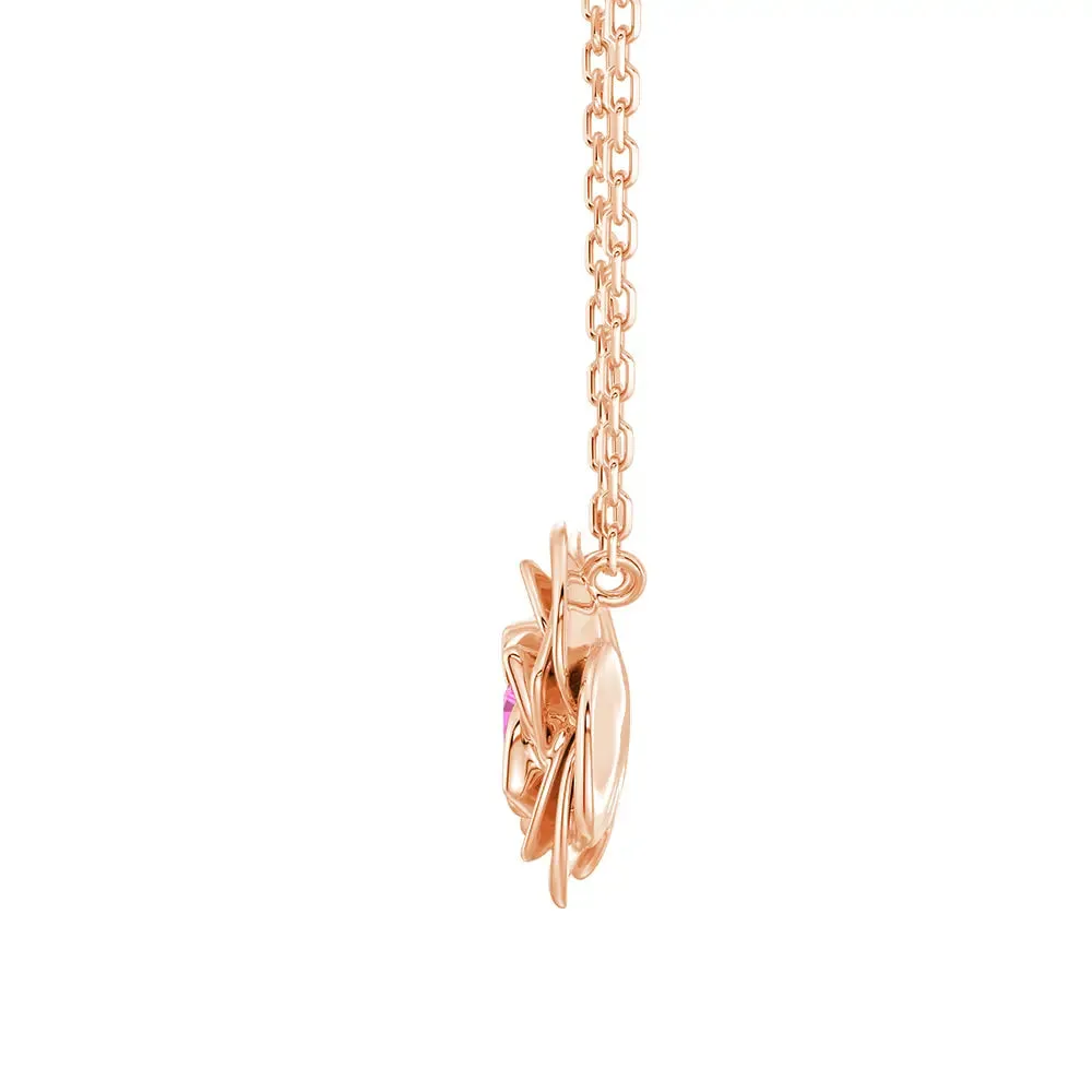 "Radiant Hope" Rose Pendant Necklace with Pink Sapphire sold by MSBLUE Jewelry product image thumbnail 2