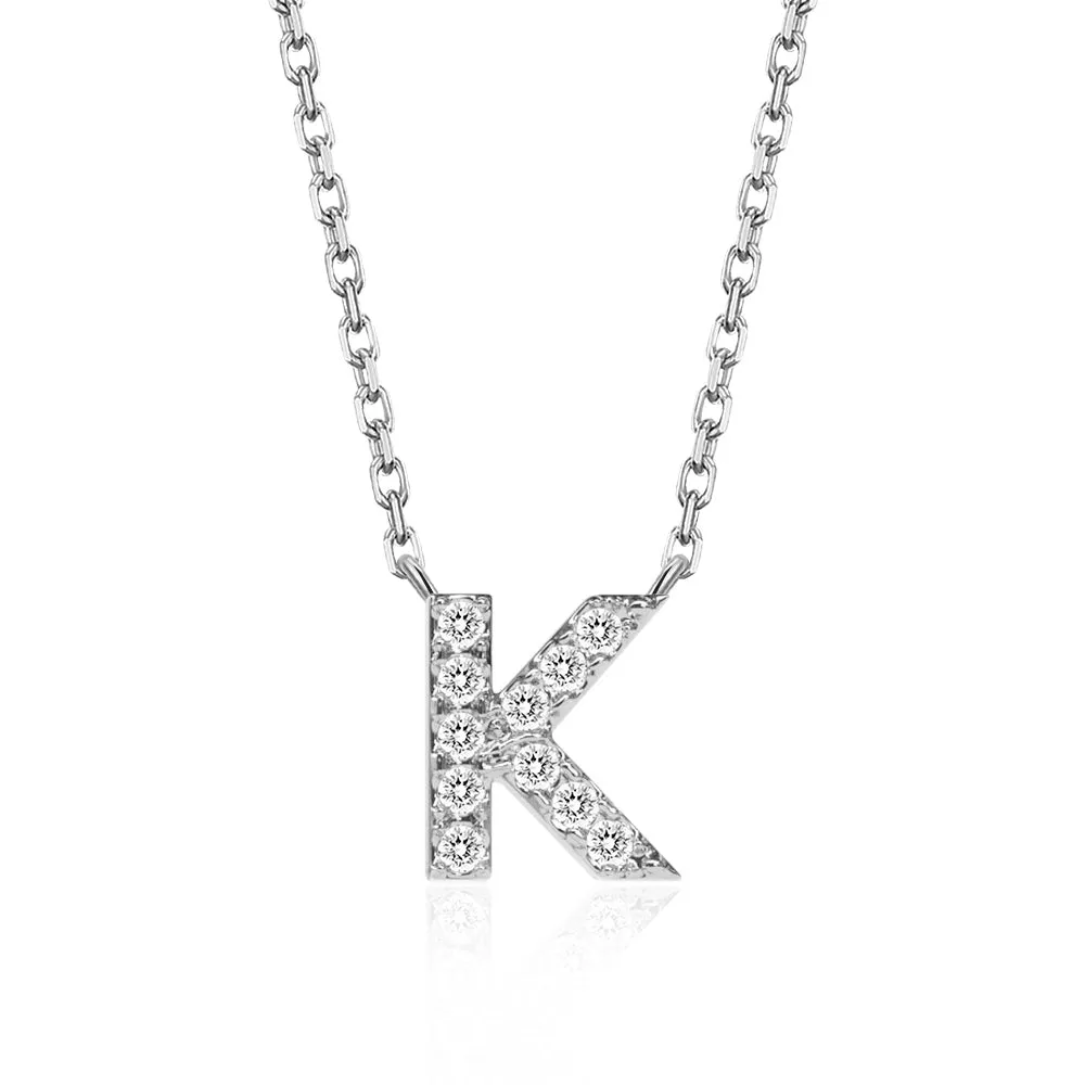 Classic Pavé Initial K Pendant Necklace sold by MSBLUE Jewelry
