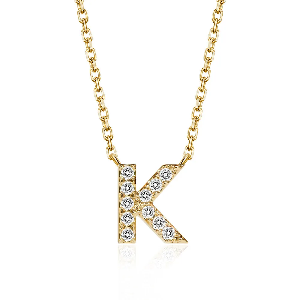 Classic Pavé Initial K Pendant Necklace sold by MSBLUE Jewelry product image thumbnail 2
