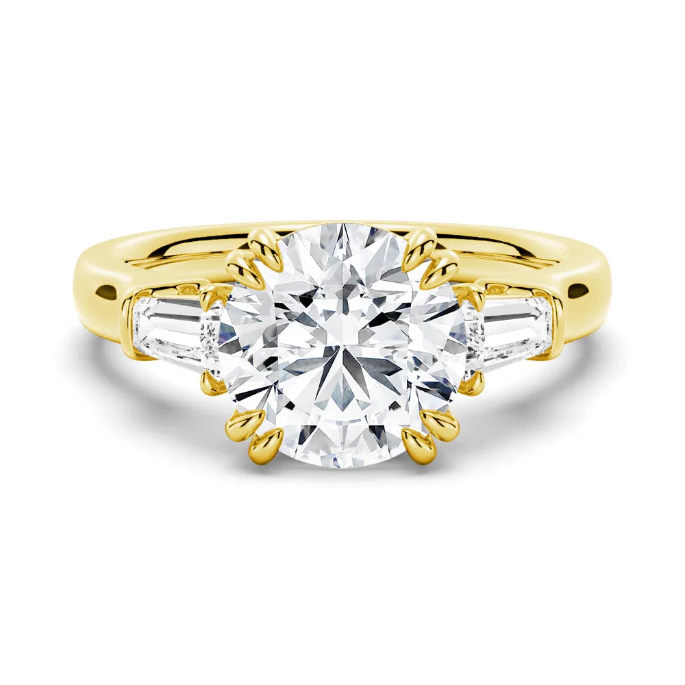 Double Prong Round Cut Engagement Ring with Tapered Baguette Stones sold by MSBLUE Jewelry product image thumbnail 2