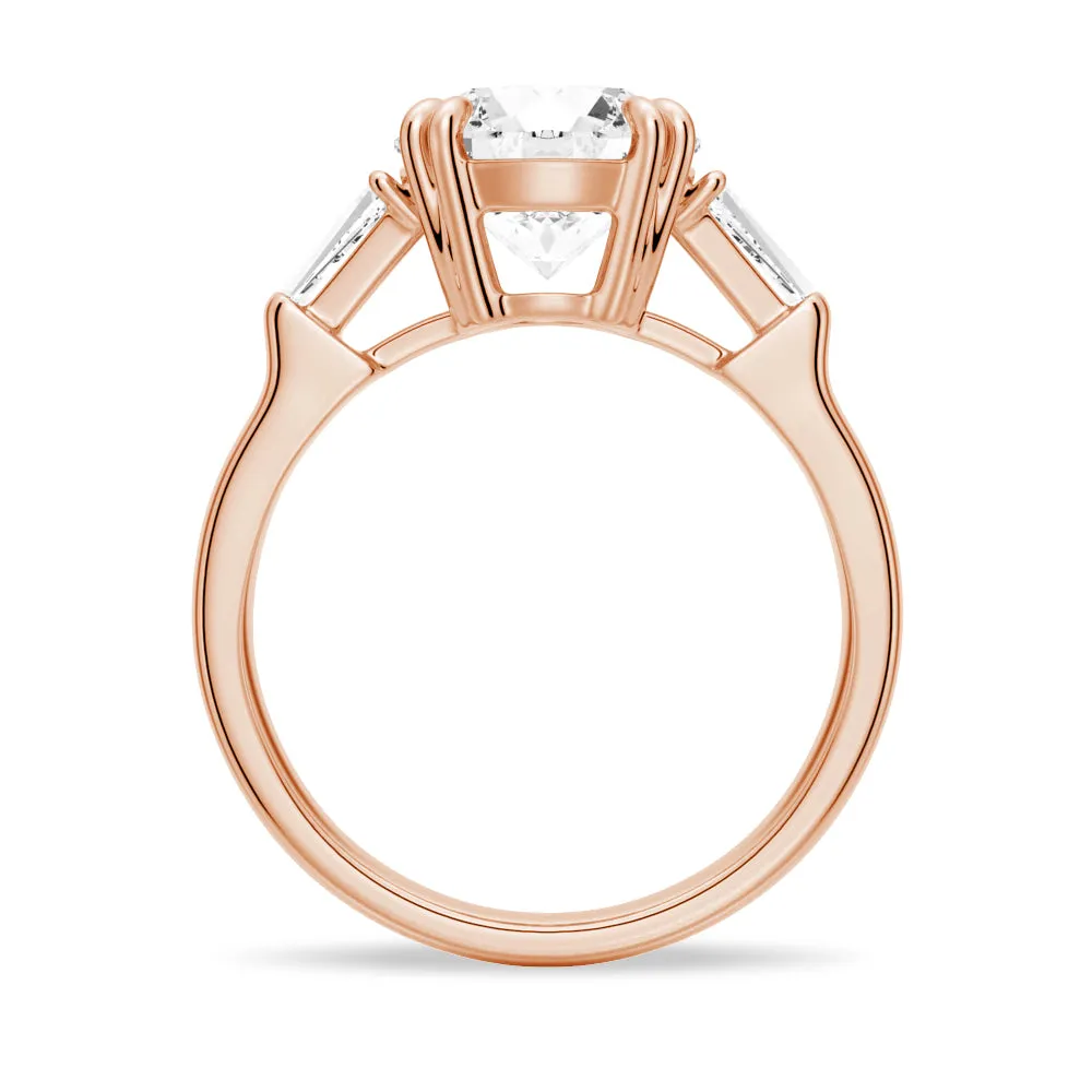 Double Prong Round Cut Engagement Ring with Tapered Baguette Stones sold by MSBLUE Jewelry product image thumbnail 4