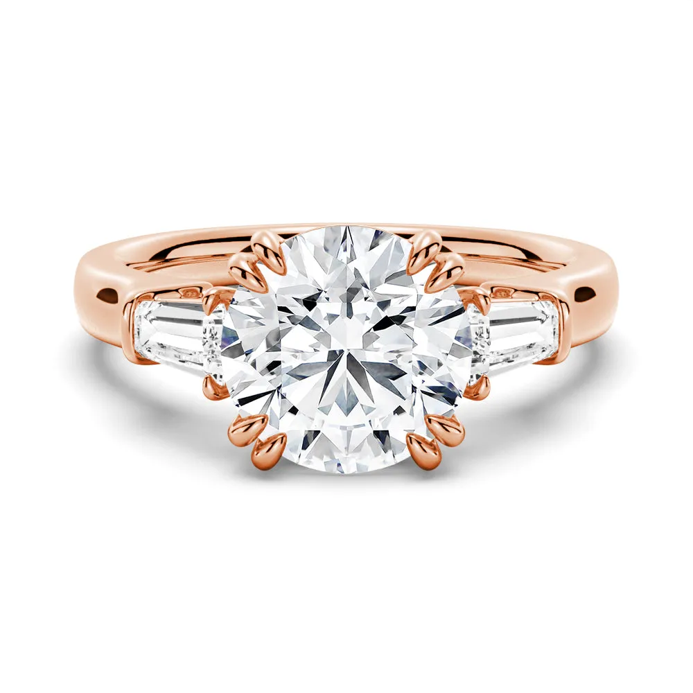 Double Prong Round Cut Engagement Ring with Tapered Baguette Stones sold by MSBLUE Jewelry product image thumbnail 3