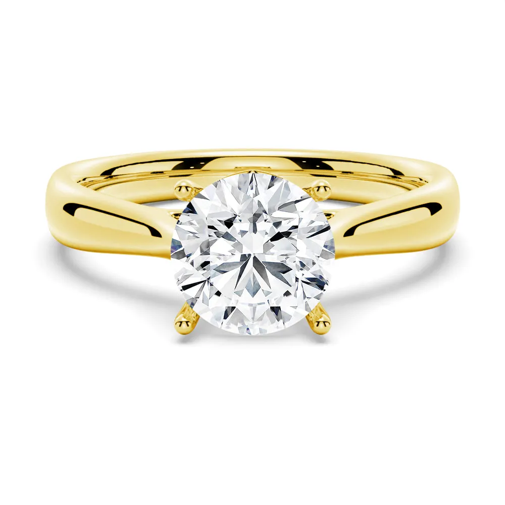 Classic Solitaire Round Moissanite Ring With Tapered Band sold by MSBLUE Jewelry product image thumbnail 2