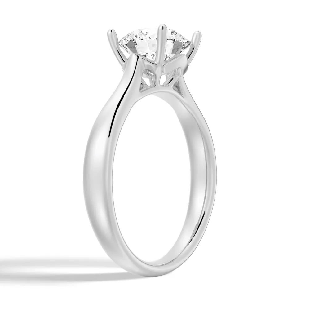 Classic Solitaire Round Moissanite Ring With Tapered Band sold by MSBLUE Jewelry product image thumbnail 4