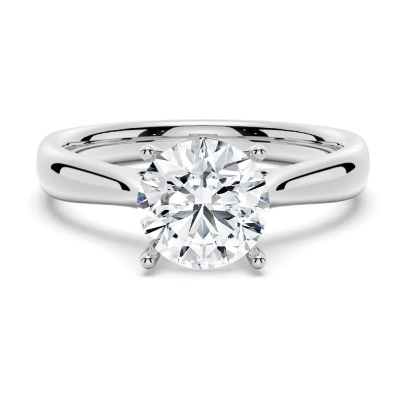 Classic Solitaire Round Moissanite Ring With Tapered Band sold by MSBLUE Jewelry