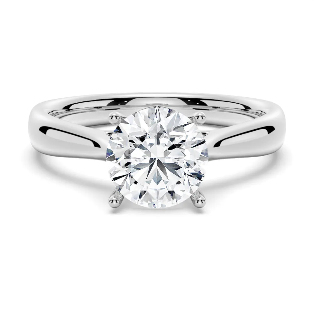 Classic Solitaire Round Moissanite Ring With Tapered Band sold by MSBLUE Jewelry
