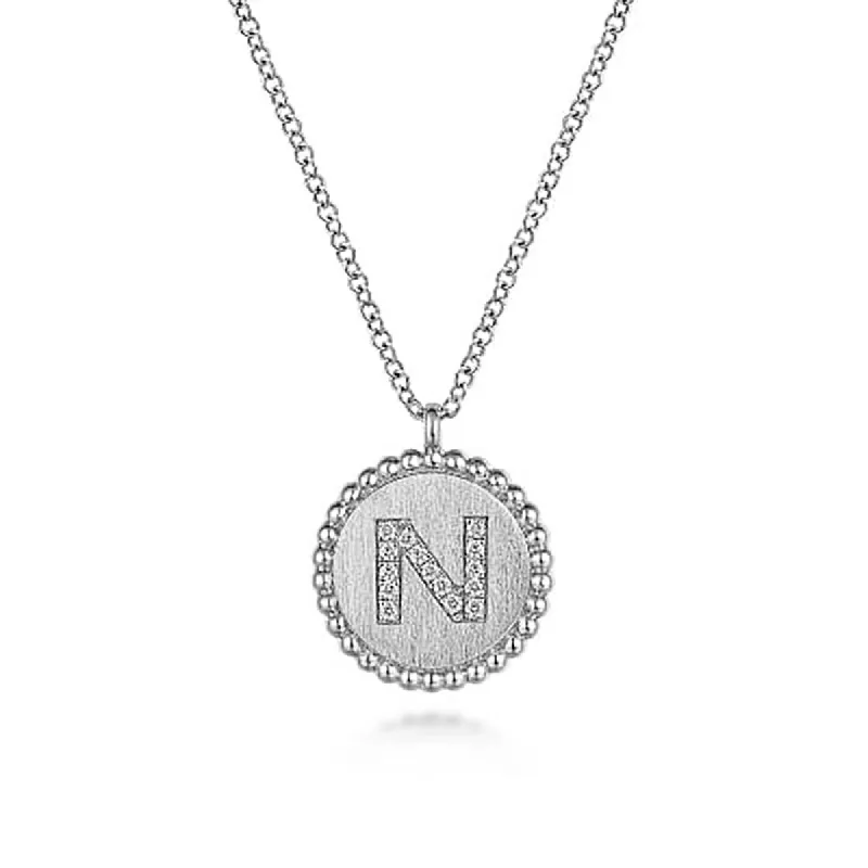 Initial N Medallion Necklace sold by MSBLUE Jewelry