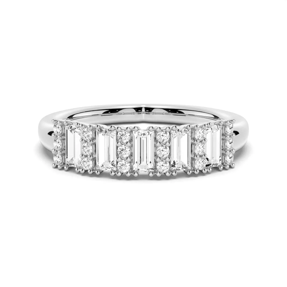 Emerald Cut And Round Pave Moissanite Anniversary Band sold by MSBLUE Jewelry