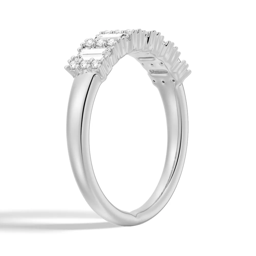 Emerald Cut And Round Pave Moissanite Anniversary Band sold by MSBLUE Jewelry product image thumbnail 2