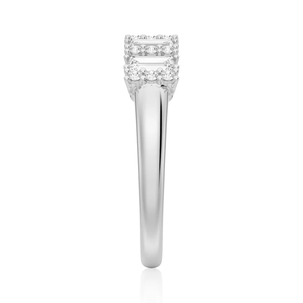 Emerald Cut And Round Pave Moissanite Anniversary Band sold by MSBLUE Jewelry product image thumbnail 3