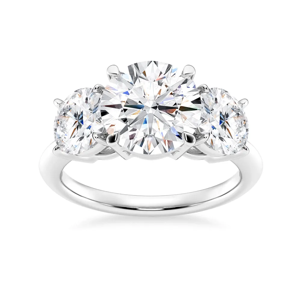 NEW Round Cut Three Stone Moissanite Engagement Ring sold by MSBLUE Jewelry