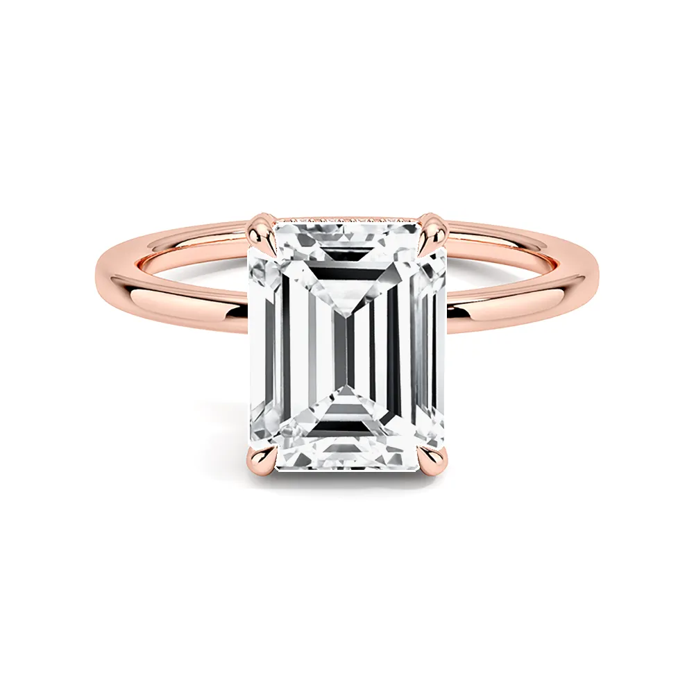 Prong Emerald Cut Engagement Ring With Hidden Halo sold by MSBLUE Jewelry product image thumbnail 3