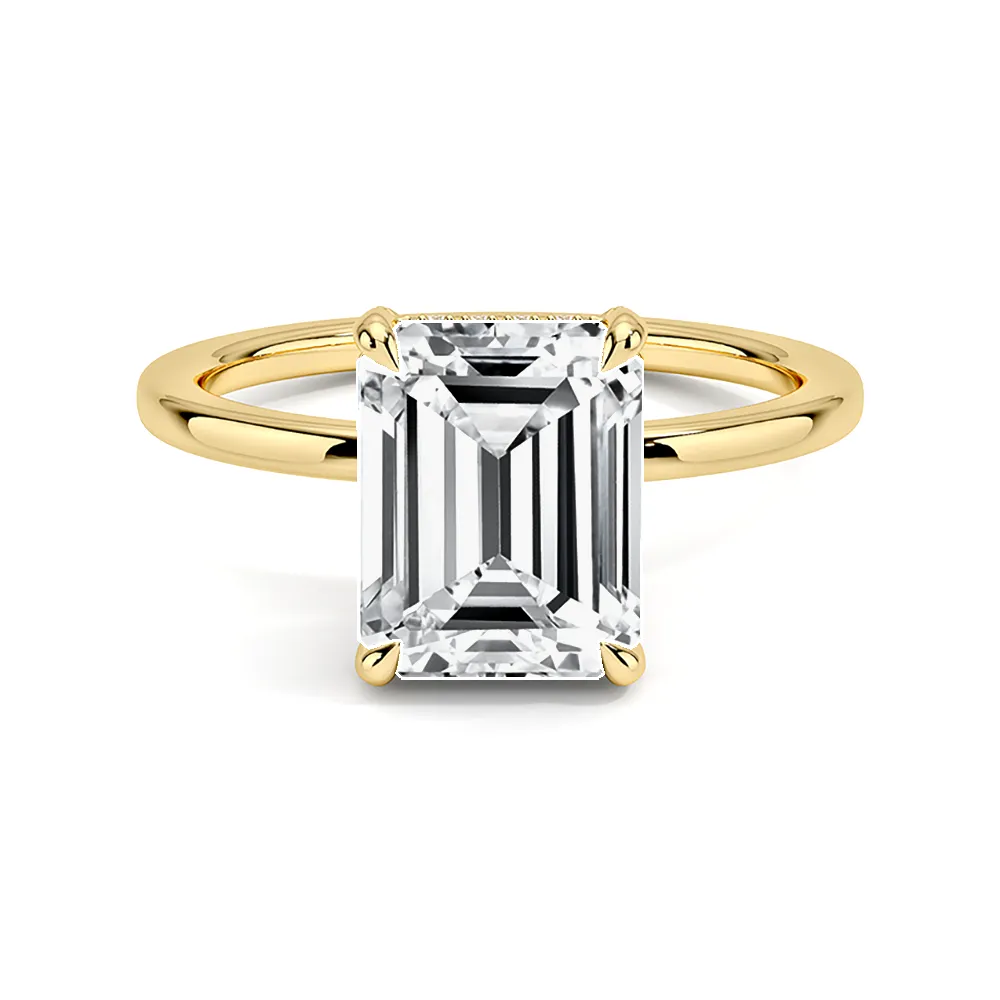 Prong Emerald Cut Engagement Ring With Hidden Halo sold by MSBLUE Jewelry product image thumbnail 2