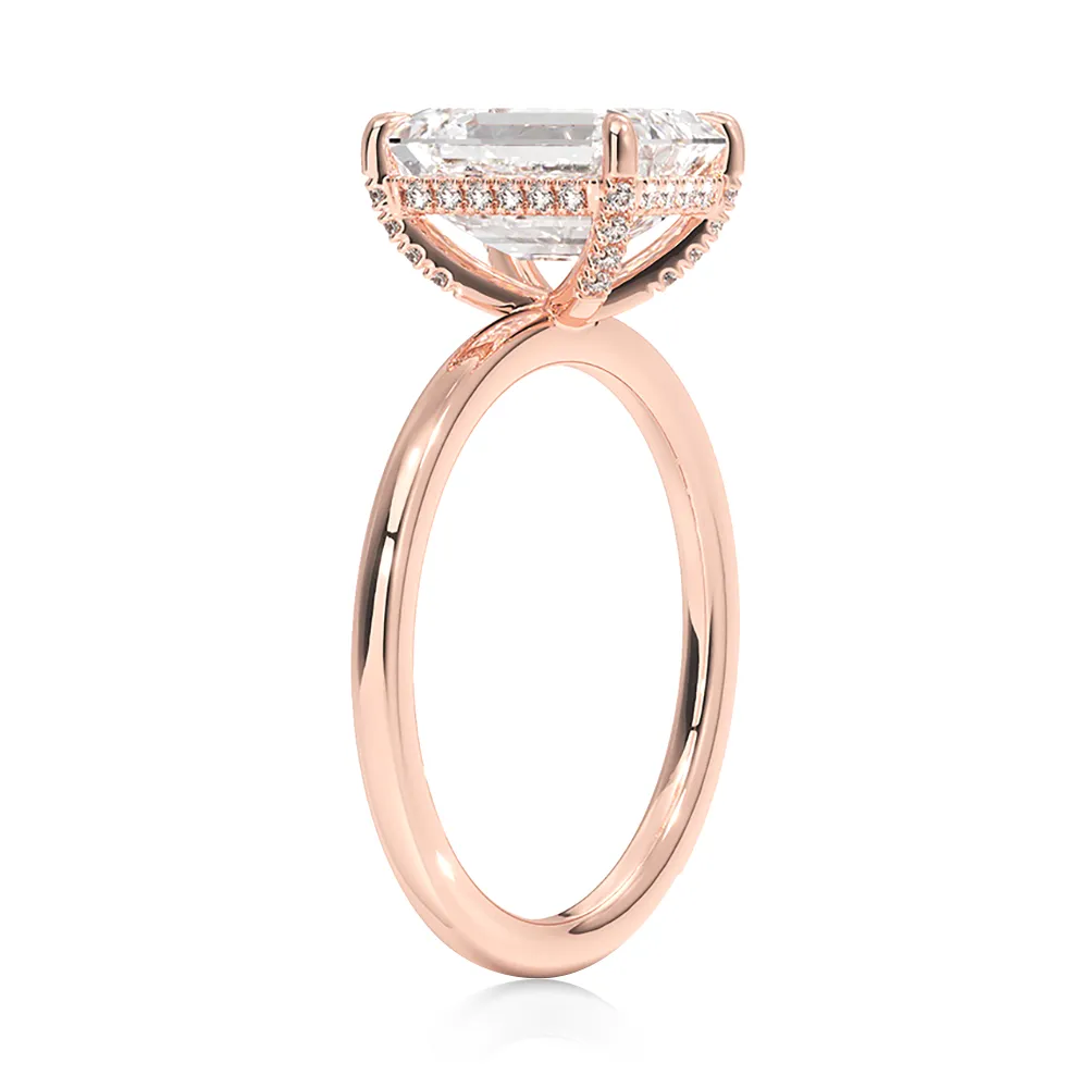 Prong Emerald Cut Engagement Ring With Hidden Halo sold by MSBLUE Jewelry product image thumbnail 4
