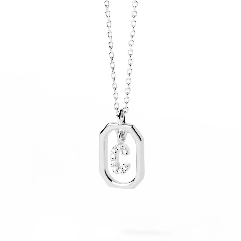Moissanite Initial C Dangle Pendant Necklace sold by MSBLUE Jewelry