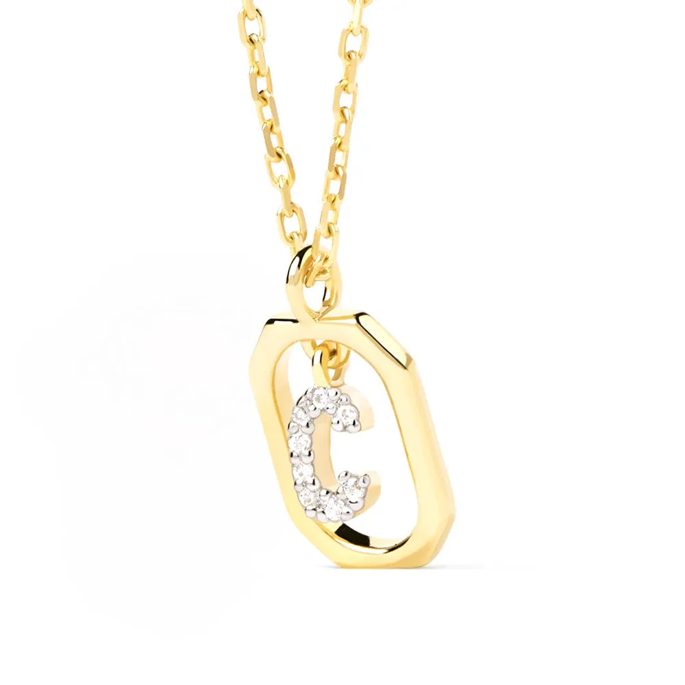 Moissanite Initial C Dangle Pendant Necklace sold by MSBLUE Jewelry product image thumbnail 4