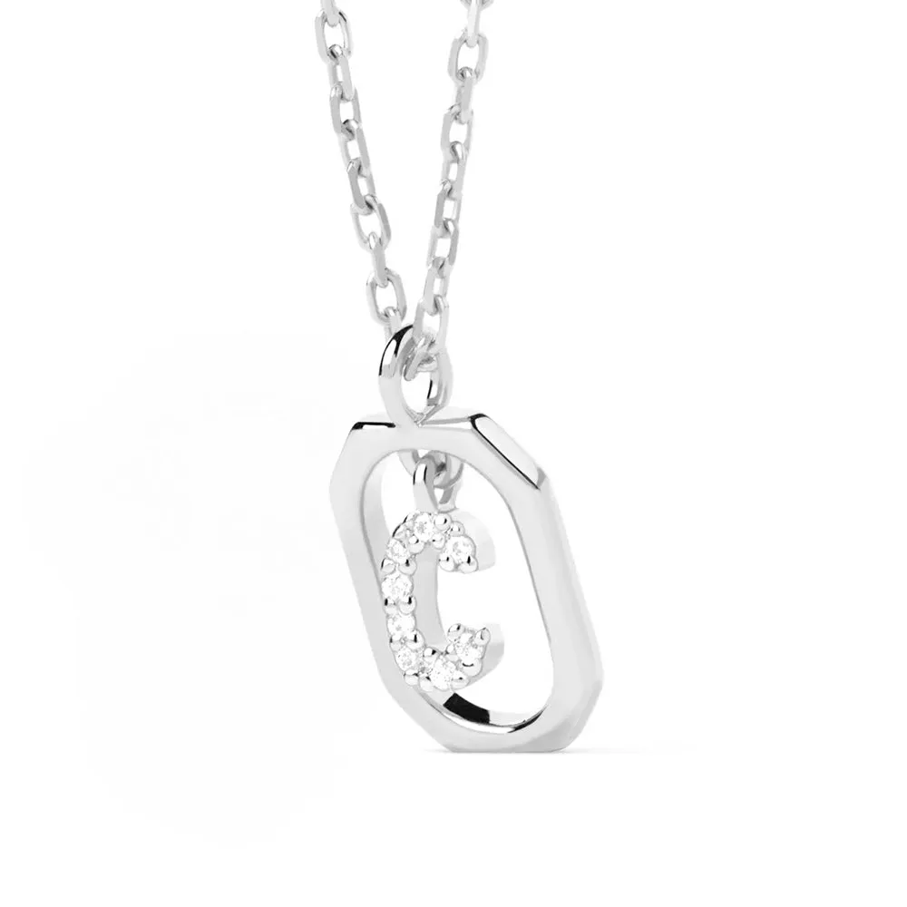 Moissanite Initial C Dangle Pendant Necklace sold by MSBLUE Jewelry product image thumbnail 3