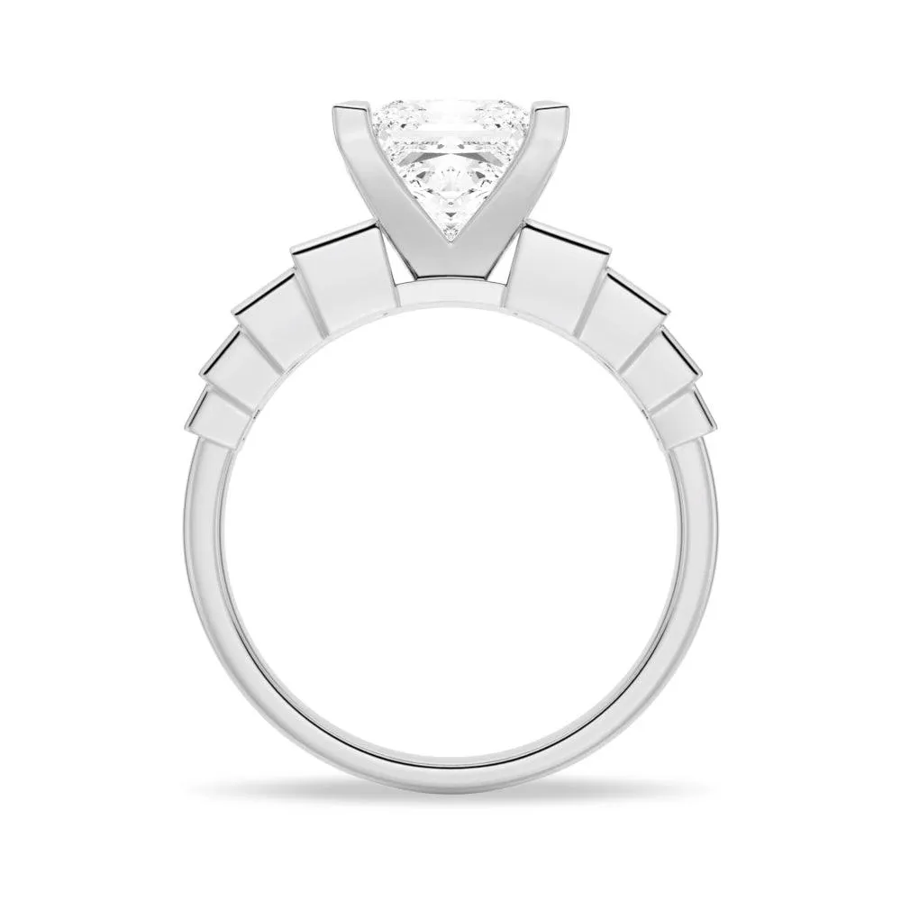 Custom Unique Cinderella Staircase Princess Cut Moissanite Engagement Ring sold by MSBLUE Jewelry product image thumbnail 5