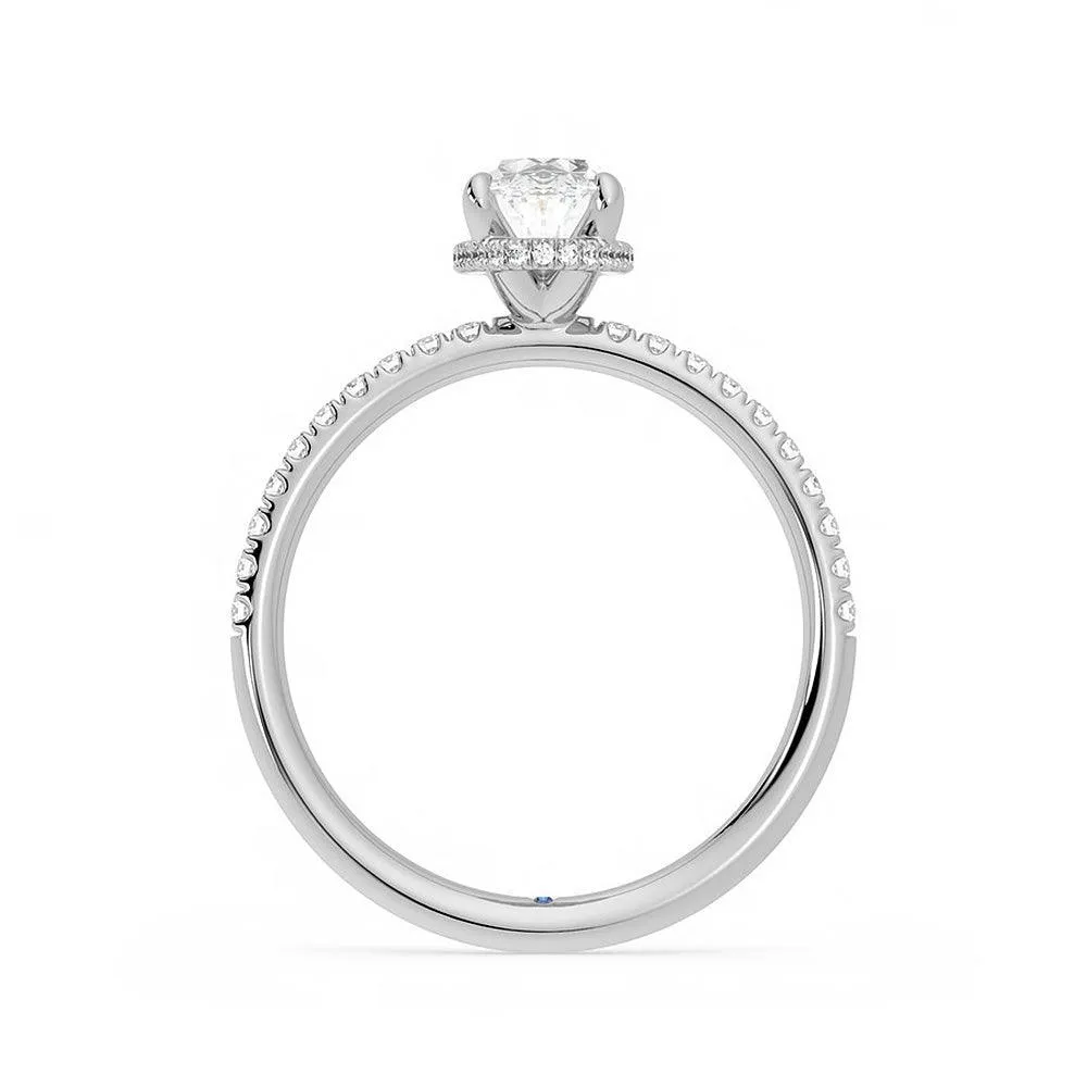 Custom Oval Cut Moissanite Engagement Ring with Hidden Halo and Anniversary Stone Accent sold by MSBLUE Jewelry product image thumbnail 3