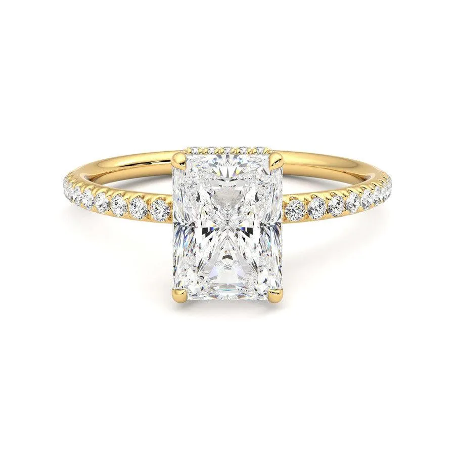 Custom Radiant Cut Moissanite Engagement Ring with Hidden Halo and Anniversary Stone Accent sold by MSBLUE Jewelry product image thumbnail 5