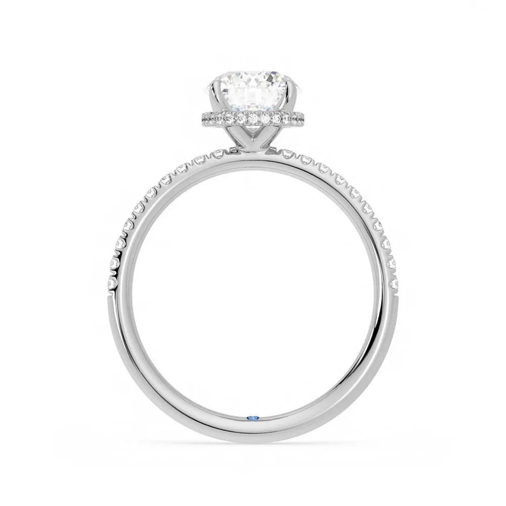 Custom Radiant Cut Moissanite Engagement Ring with Hidden Halo and Anniversary Stone Accent sold by MSBLUE Jewelry product image thumbnail 3
