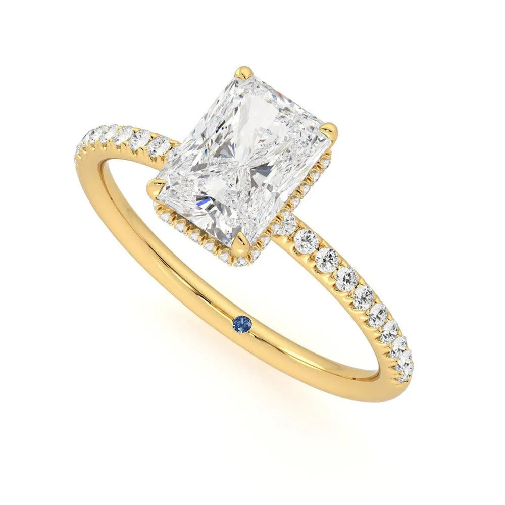 Custom Radiant Cut Moissanite Engagement Ring with Hidden Halo and Anniversary Stone Accent sold by MSBLUE Jewelry product image thumbnail 4