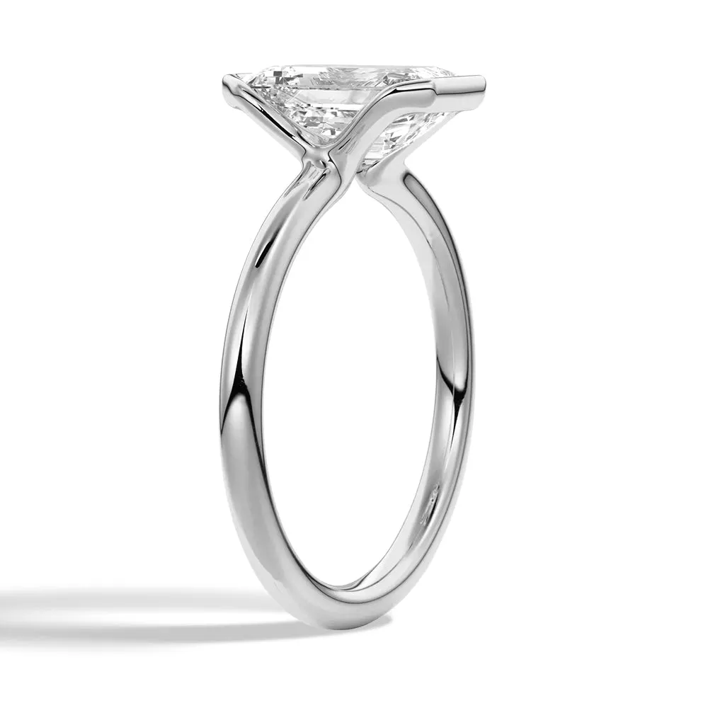 Custom Half Bezel Moissanite Emerald Cut Engagement Ring sold by MSBLUE Jewelry product image thumbnail 3