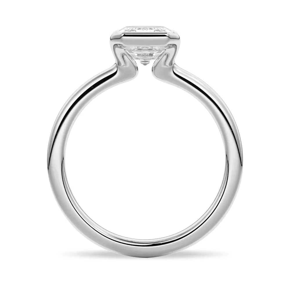 Custom Half Bezel Moissanite Emerald Cut Engagement Ring sold by MSBLUE Jewelry product image thumbnail 5