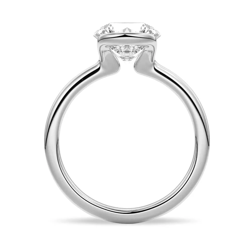 Custom Half Bezel Moissanite Round Cut Engagement Ring sold by MSBLUE Jewelry product image thumbnail 5